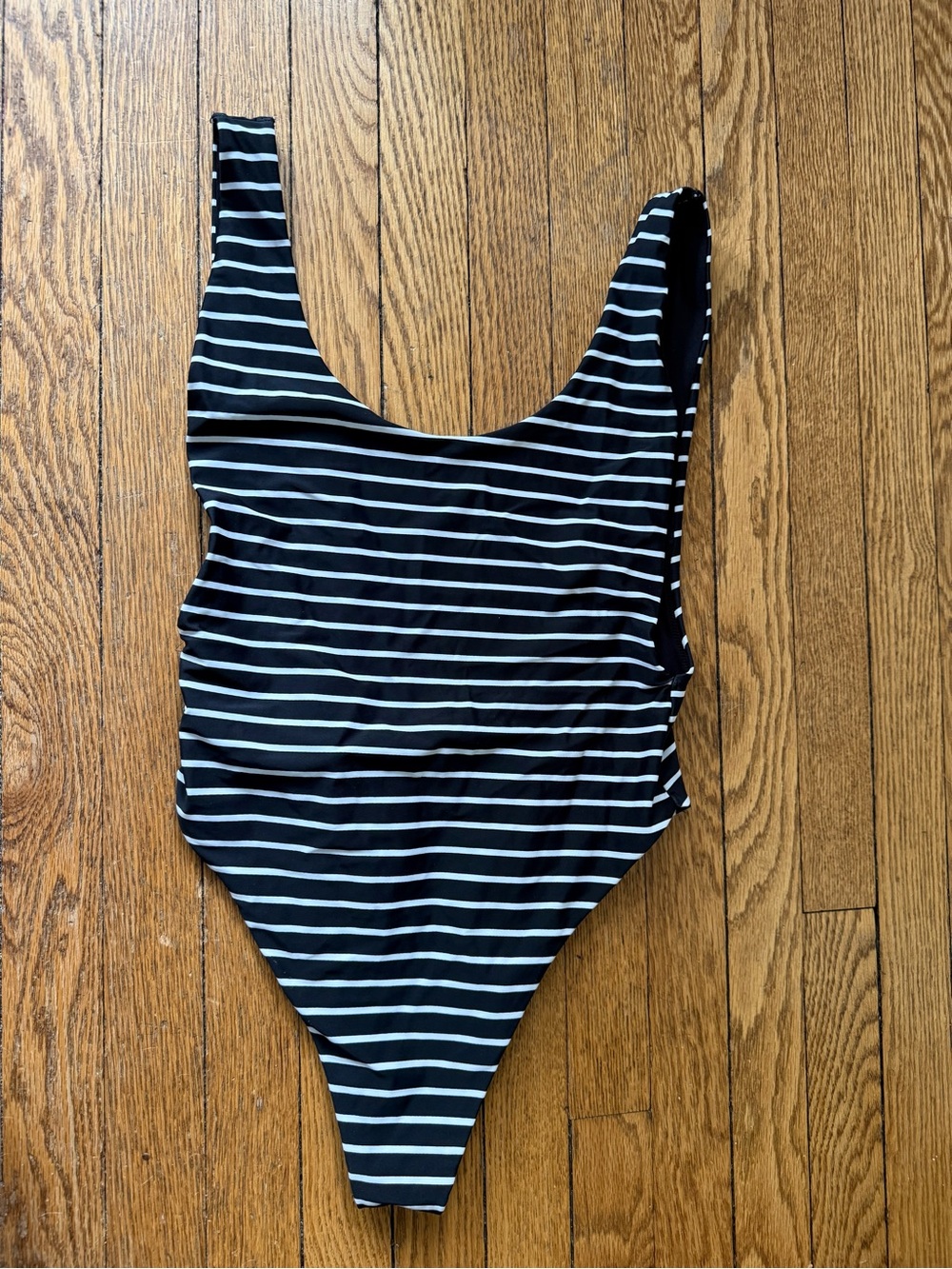 aerie Black and White Striped One-Piece Swimsuit - Size Large